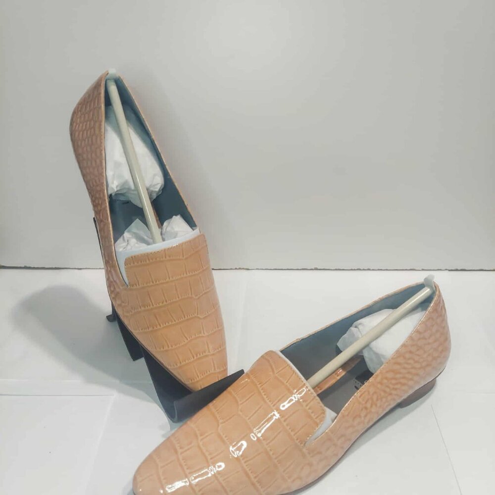 Vince Camuto Beige Croc-Embossed Loafers NWOT